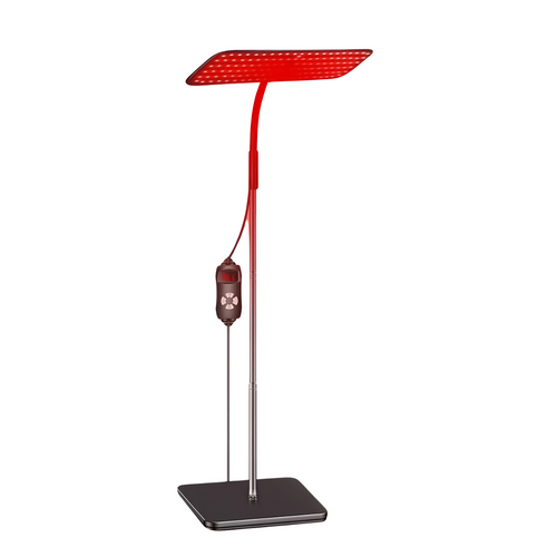 InfraLuxe - Rotlichtlampe mit Standfuß - Anti-Aging, Hautstraffung & Schmerzlinderung - Hautpflege, Kollagenaufbau & Muskelregeneration - verstellbar und schwenkbar