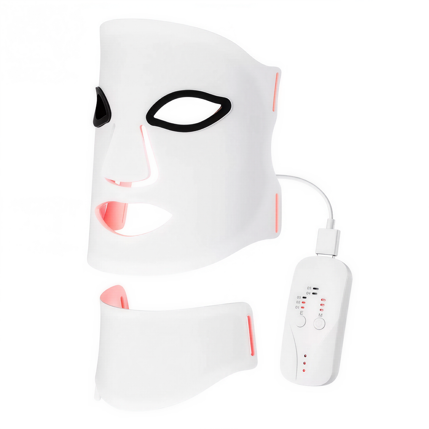 GlowRed - Rotlicht Gesichtsmaske - Rotlicht- und Infrarot Therapie für Anti-Aging, Hautstraffung & Hautreparatur - mit Halskrause