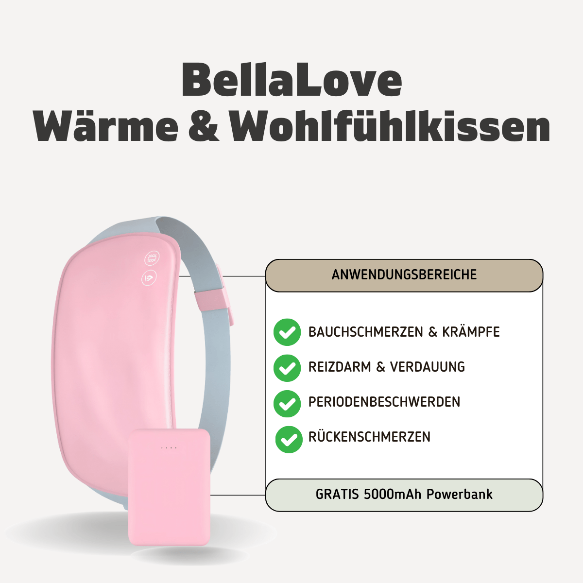 BellaLove I Das virale Wärme - & Wohlfühlkissen - schnelle Schmerzlinderung, Wärme und Massage - perfekt für Bauchschmerzen, Periodenkrämpfe & Verdauungsbeschwerden - épure paris