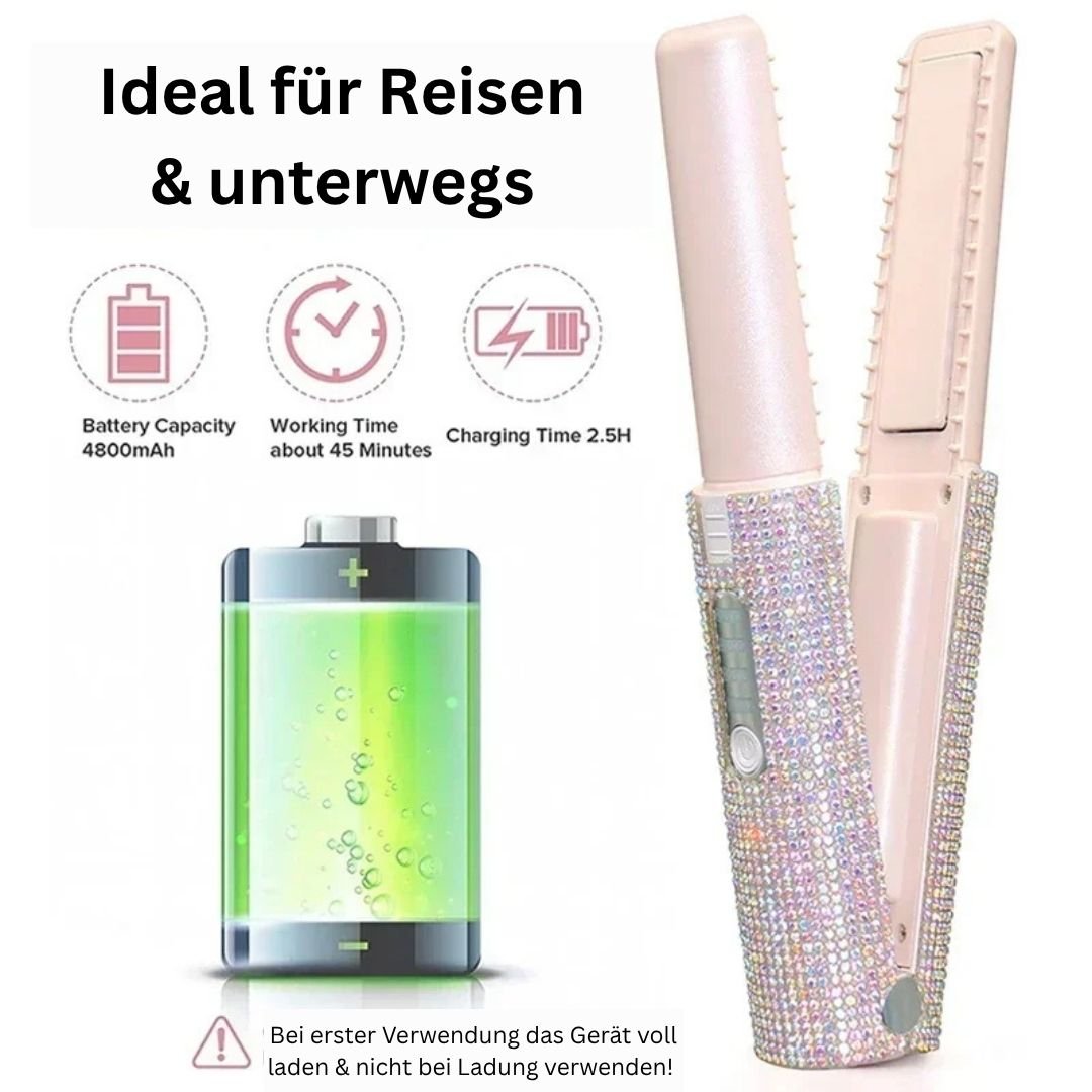 GlamBrush Pro - 2 - in - 1 Kabelloser Haarglätter & Lockenstab - glattes Haar oder weiche Locken - Anti - Frizz - Technologie, Ionenfunktion & wiederaufladbar - kompakt für unterwegs - épure paris