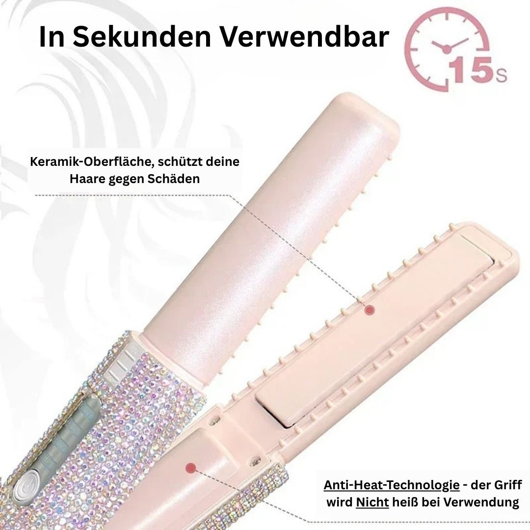 GlamBrush Pro - 2 - in - 1 Kabelloser Haarglätter & Lockenstab - glattes Haar oder weiche Locken - Anti - Frizz - Technologie, Ionenfunktion & wiederaufladbar - kompakt für unterwegs - épure paris