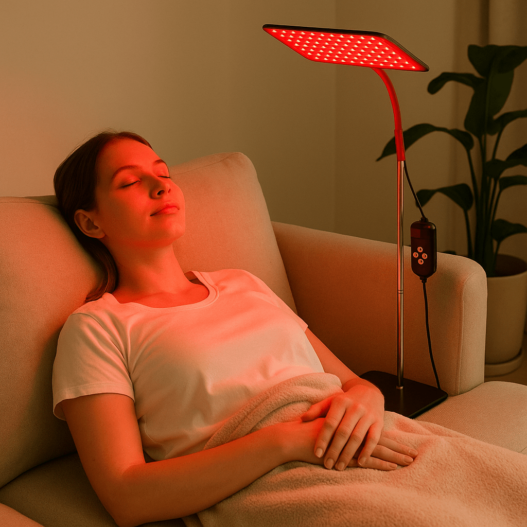 InfraLuxe - Rotlichtlampe mit Standfuß - Anti - Aging, Hautstraffung & Schmerzlinderung - Hautpflege, Kollagenaufbau & Muskelregeneration - verstellbar und schwenkbar - épure paris