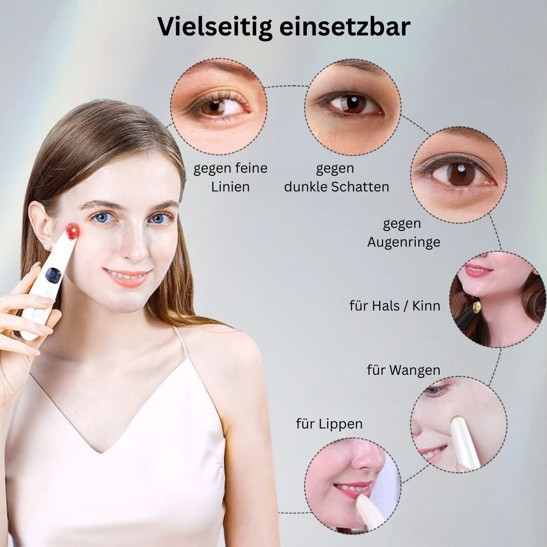 LiftSkin Pro - Vibrations - Massagegerät mit Rotlicht & Wärmefunktion - bekämpft Augenringe, Fältchen & Tränensäcke – Anti - Aging & Lifting - Effekt - für Gesicht und Hals - épure paris