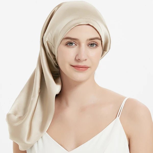 SilkDream - Schlafhaube aus 100 % Maulbeerseide - schützt langes & empfindliches Haar – gegen Frizz & Haarbruch - verstellbar, atmungsaktiv & sanft zur Kopfhaut - épure paris