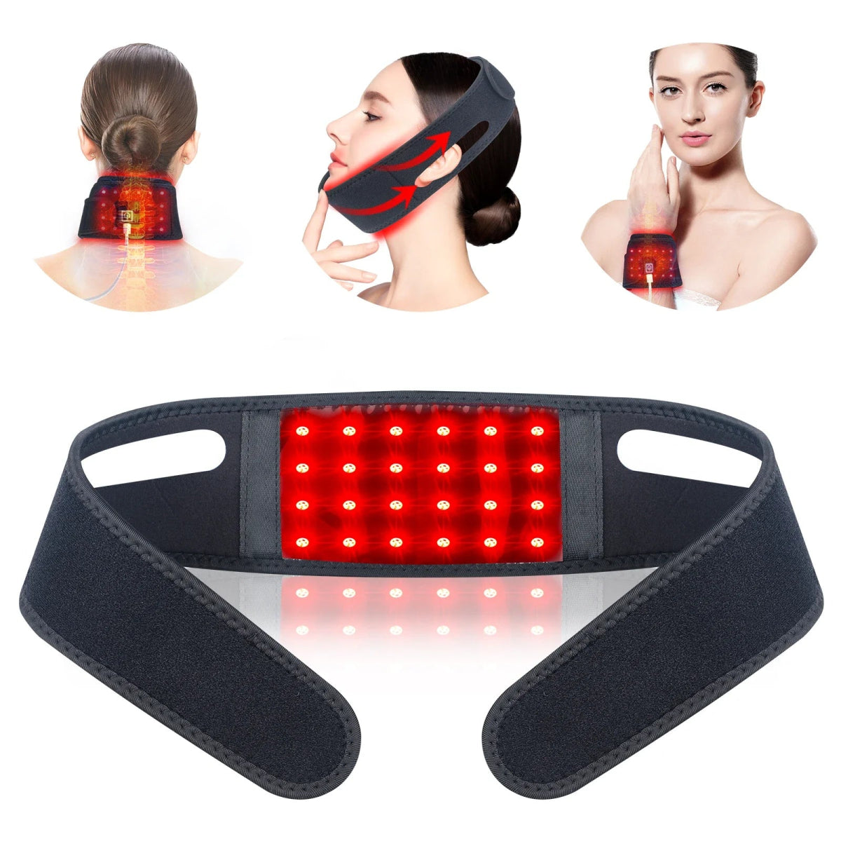 VitaNeck - Rotlicht - Wärmeband für Kinn & Hals - lindert Nackenschmerzen, fördert Halslifting, Anti - Aging Hautpflege & lindert Verspannungen - épure paris