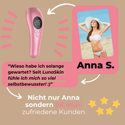LunaSkin - IPL Haarentfernungsgerät mit Kühlfunktion – Dauerhafte & schmerzfreie Haarentfernung für sensible Haut & alle Körperzonen - kein Rasieren mehr