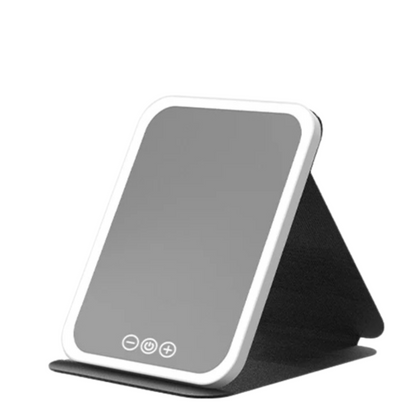 PureMirror Pro - faltbarer Premium LED Make-up-Spiegel mit Standfuß – kristallklares Spiegelbild, platzsparend & reisefreundlich – ideal für präzises Make-up & tägliche Beauty-Routine unterwegs