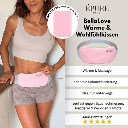 BellaLove I Das virale Wärme - & Wohlfühlkissen - schnelle Schmerzlinderung, Wärme und Massage - perfekt für Bauchschmerzen, Periodenkrämpfe & Verdauungsbeschwerden - épure paris