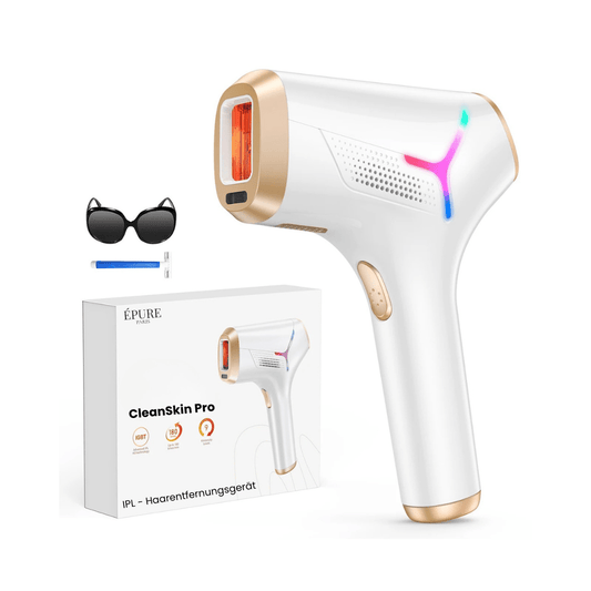 CleanSkin Pro - IPL Haarentfernungsgerät - dauerhafte & schmerzfreie Haarentfernung - kein rasieren mehr - für Gesicht, Intimbereich & Körper - Haut - Sensortechnologie - épure paris