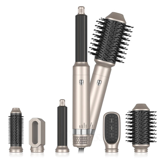 CurlNova Pro 5 - in - 1 Premium - Stylingbürste mit rotierender Heißluft – Professionelle Föhnbürste für Volumen, Glättung, Locken & schnelles Trocknen - épure paris