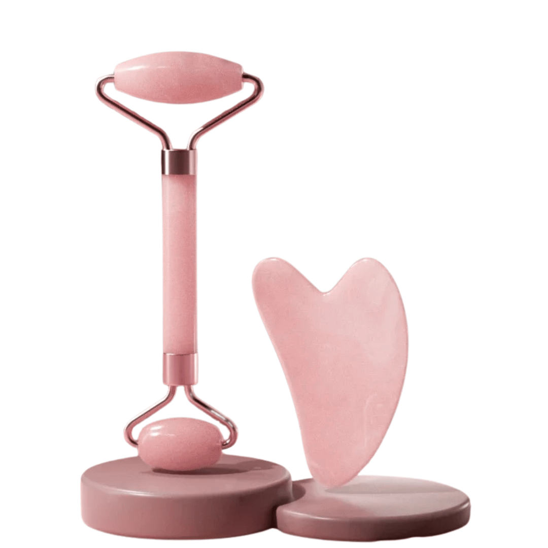 GlowLift Duo - Gua Sha & Massageroller Set - reduziert Augenringe, straffe Haut, definierte Konturen, frisches & strahlendes Hautbild - Lifting - Effekt & Anti - Falten Pflege - épure paris
