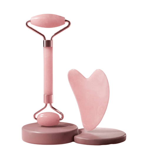GlowLift Duo - Gua Sha & Massageroller Set - reduziert Augenringe, straffe Haut, definierte Konturen, frisches & strahlendes Hautbild - Lifting - Effekt & Anti - Falten Pflege - épure paris