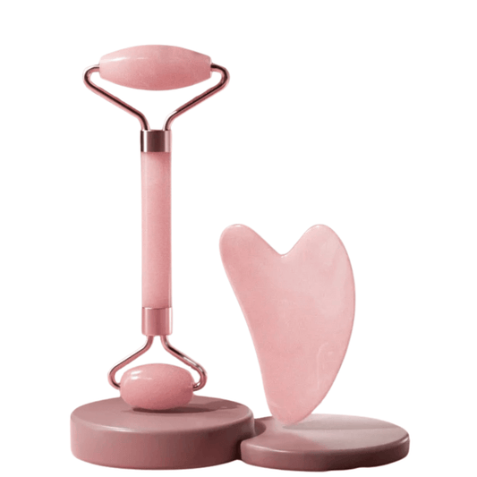 GlowLift Duo - Gua Sha & Massageroller Set - reduziert Augenringe, straffe Haut, definierte Konturen, frisches & strahlendes Hautbild - Lifting - Effekt & Anti - Falten Pflege - épure paris