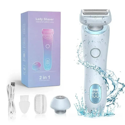 GlowShave - 2 - in - 1 Rasierer & Bikini - Trimmer - sanfte Haarentfernung, präzise Rasur - kabellos, wasserdicht & wiederaufladbar - für alle Körperzonen inkl. Intimbereich - épure paris