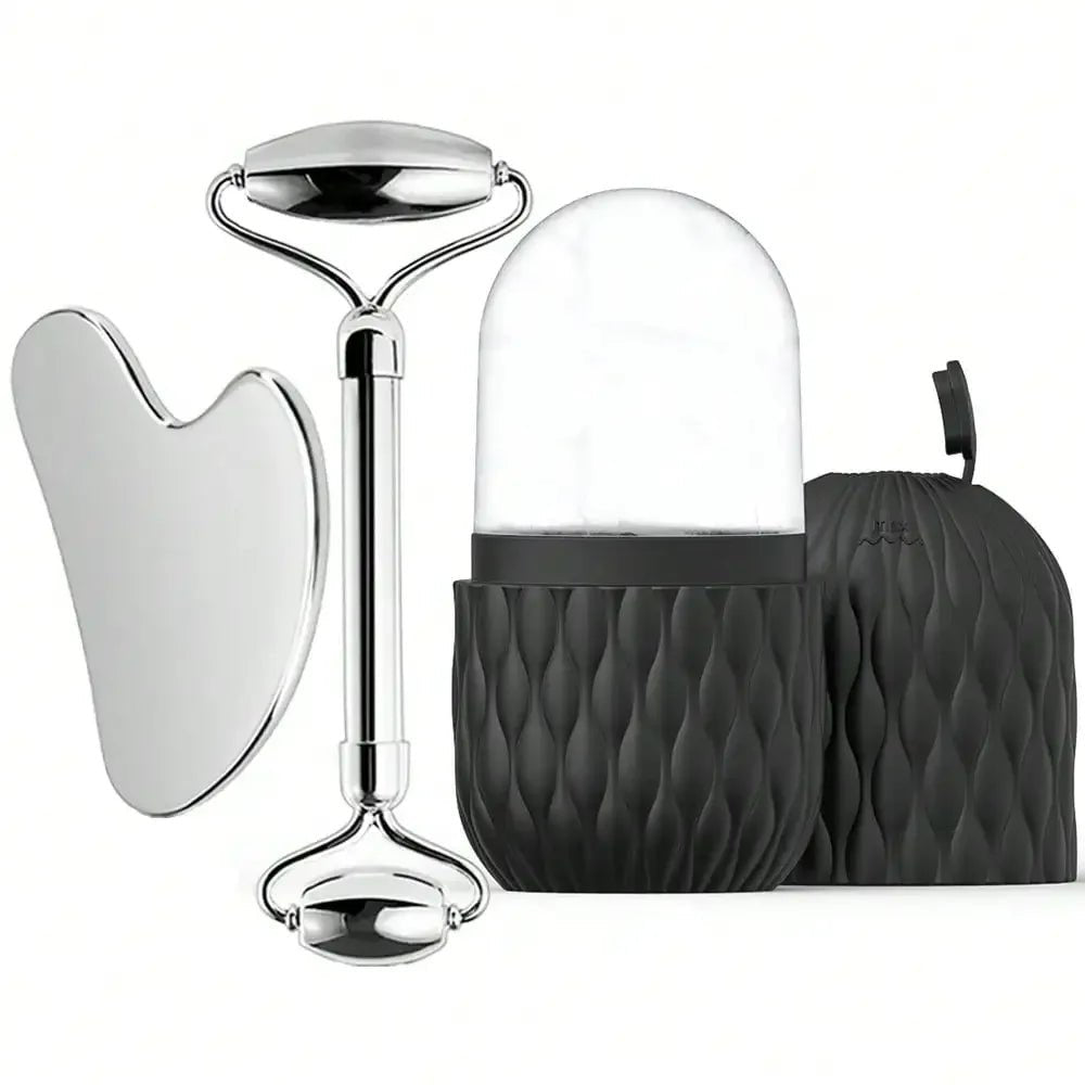 PureGlow Set - Gua Sha & Gesichtsroller - fördert Hautstraffung, verbessert den Teint & reduziert Augenringe - straffe Konturen, Lymphdrainage & Anti - Aging - épure paris