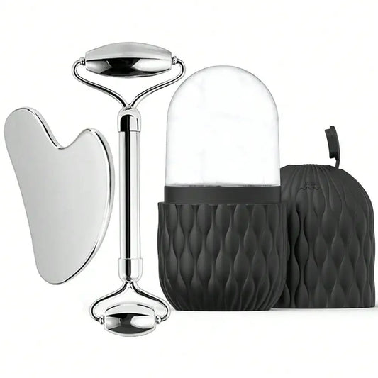 PureGlow Set - Gua Sha & Gesichtsroller - fördert Hautstraffung, verbessert den Teint & reduziert Augenringe - straffe Konturen, Lymphdrainage & Anti - Aging - épure paris