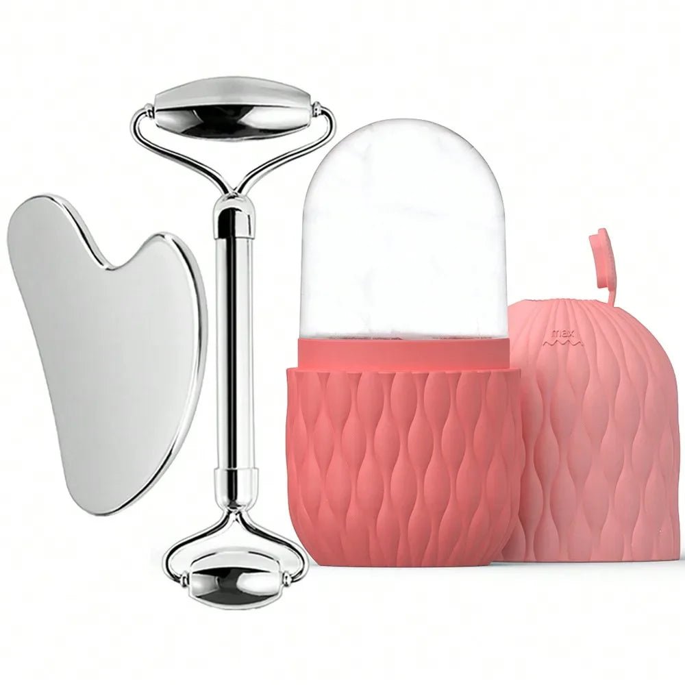PureGlow Set - Gua Sha & Gesichtsroller - fördert Hautstraffung, verbessert den Teint & reduziert Augenringe - straffe Konturen, Lymphdrainage & Anti - Aging - épure paris