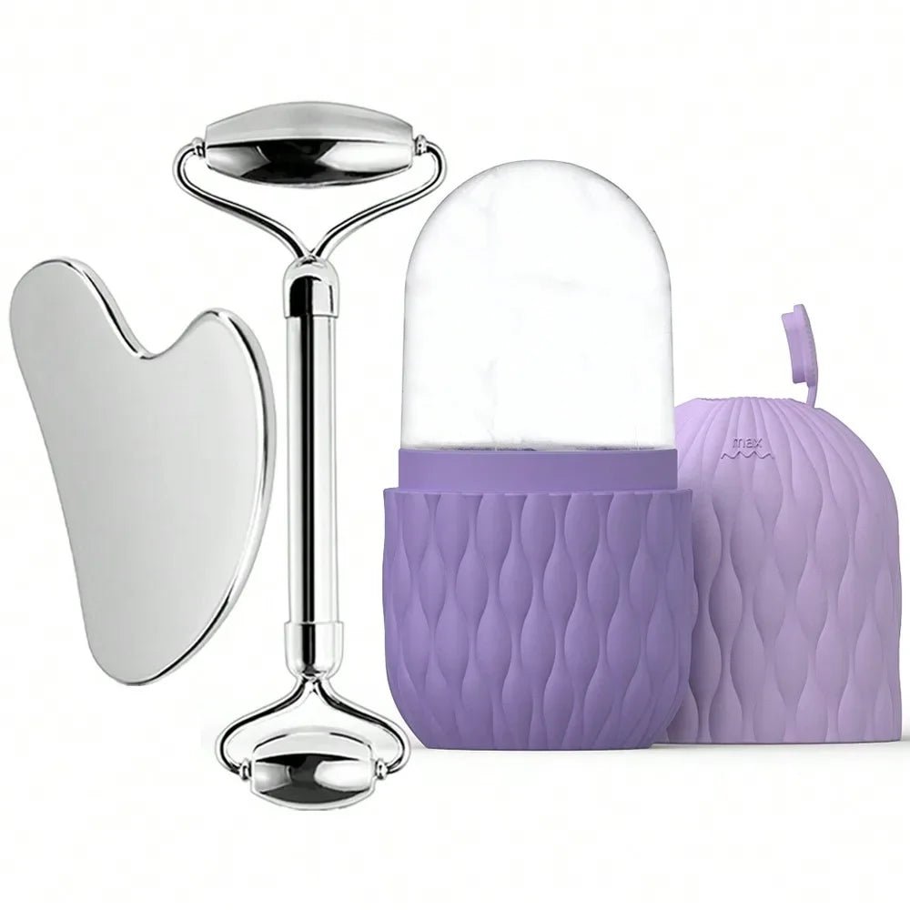 PureGlow Set - Gua Sha & Gesichtsroller - fördert Hautstraffung, verbessert den Teint & reduziert Augenringe - straffe Konturen, Lymphdrainage & Anti - Aging - épure paris