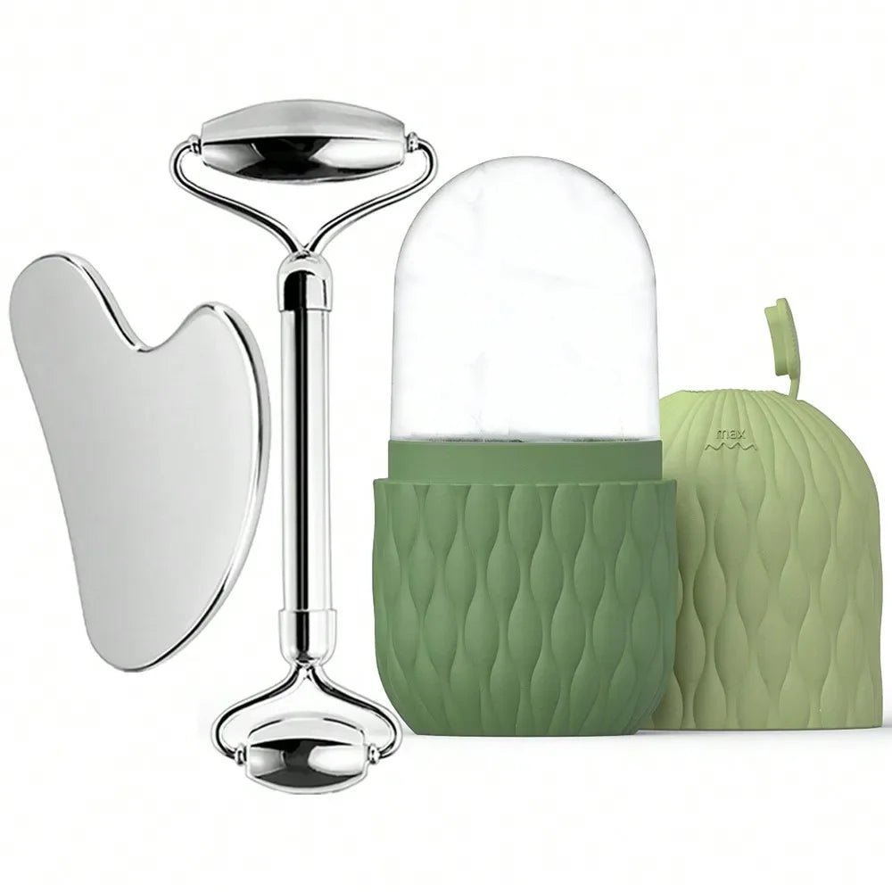 PureGlow Set - Gua Sha & Gesichtsroller - fördert Hautstraffung, verbessert den Teint & reduziert Augenringe - straffe Konturen, Lymphdrainage & Anti - Aging - épure paris