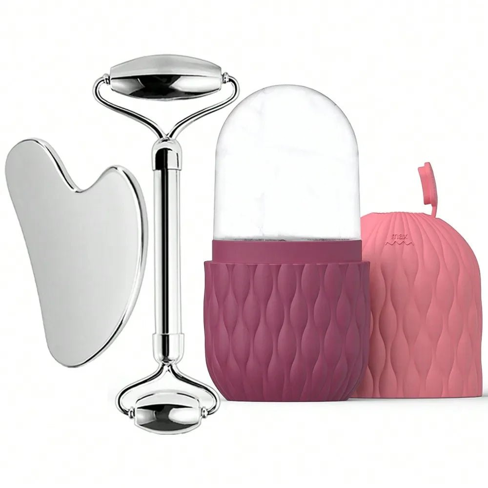 PureGlow Set - Gua Sha & Gesichtsroller - fördert Hautstraffung, verbessert den Teint & reduziert Augenringe - straffe Konturen, Lymphdrainage & Anti - Aging - épure paris