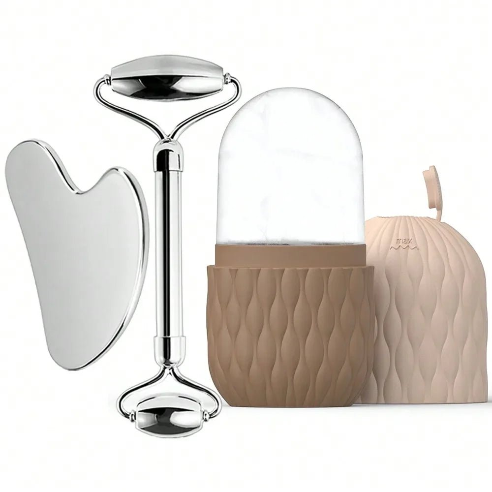 PureGlow Set - Gua Sha & Gesichtsroller - fördert Hautstraffung, verbessert den Teint & reduziert Augenringe - straffe Konturen, Lymphdrainage & Anti - Aging - épure paris