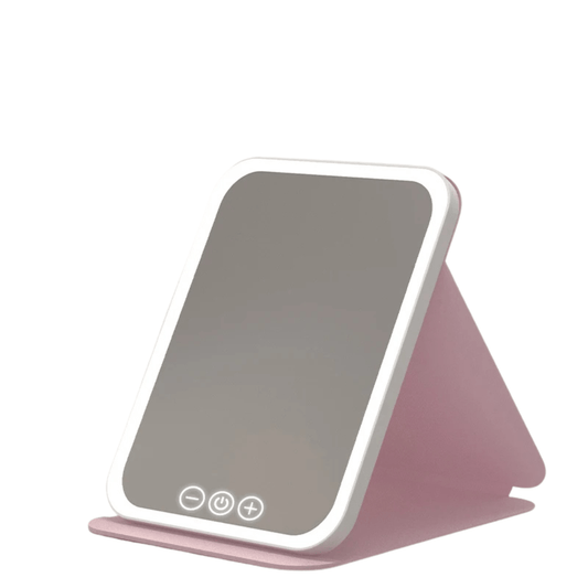 PureMirror Pro - faltbarer Premium LED Make - up - Spiegel mit Standfuß – kristallklares Spiegelbild, platzsparend & reisefreundlich – ideal für präzises Make - up & tägliche Beauty - Routine unterwegs - épure paris