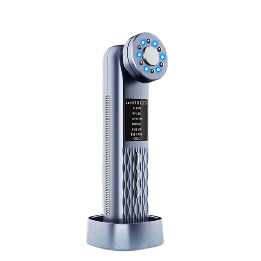 SkinVibe Pro - EMS & RF Gesichtspflegegerät - verfeinert Hautbild reduziert Falten & Augenringe - Anti - Aging, Hautstraffung, Porenverfeinerung & Lichttherapie - Kollagenaktivierung - épure paris